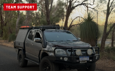 Grey Holden Colorado support ute in the bush